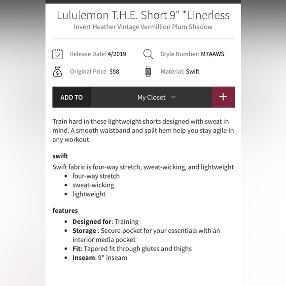 Lululemon T.H.E  Short 9” Linerless - Picture 9 of 9